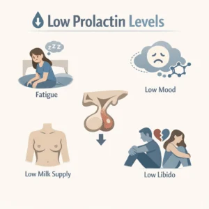 Low prolactin levels with their causes, symptoms, and treatments