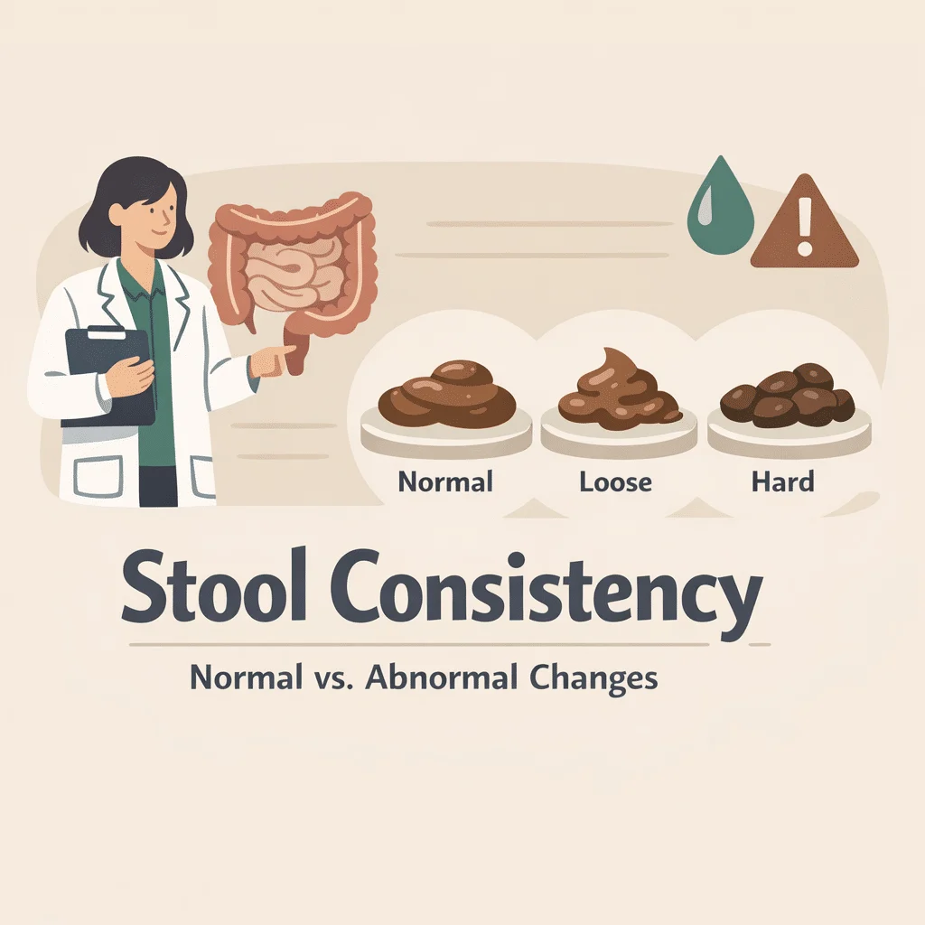 Ilustração da consistência normal, mole e dura das fezes para a saúde digestiva