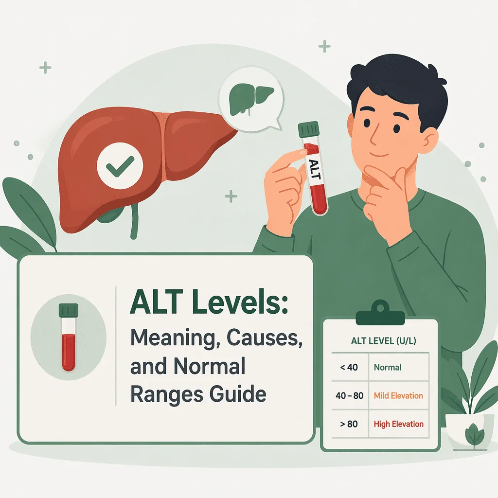 ALT liver enzyme levels with their meaning, causes, and normal ranges