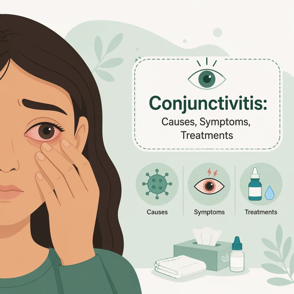 Conjunctivitis or pink eye with its causes, symptoms, and treatments