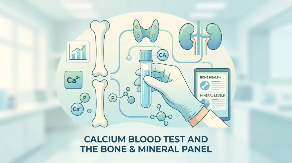 Painel ósseo e mineral com análises ao cálcio, fosfato, PTH e vitamina D no sangue