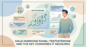 Male hormone panel measuring testosterone and the key hormones in blood