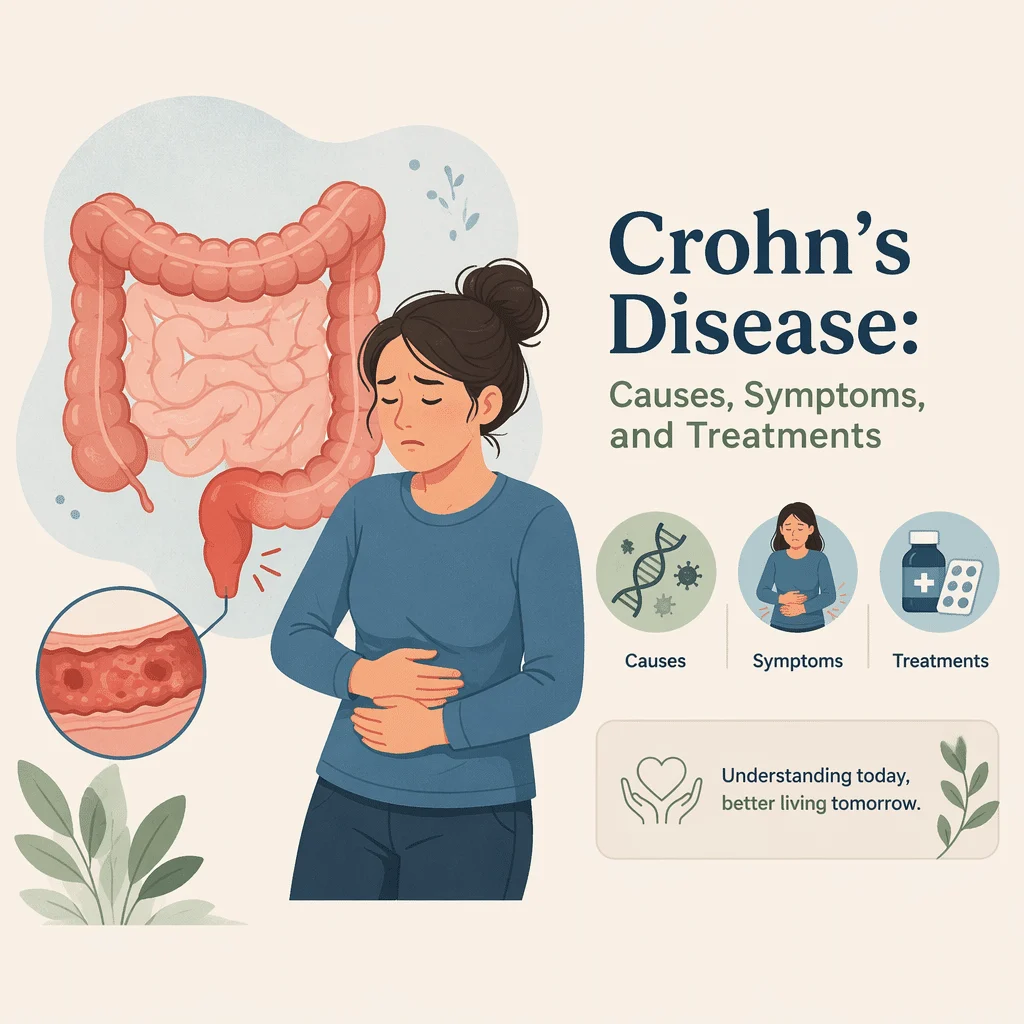 Crohn's disease with its causes, symptoms, and treatments