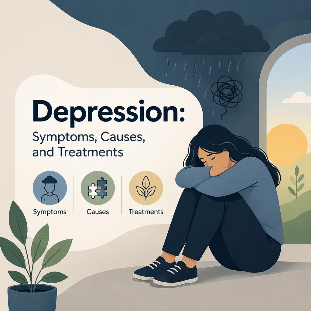 Depressão com os seus sintomas, causas e tratamentos