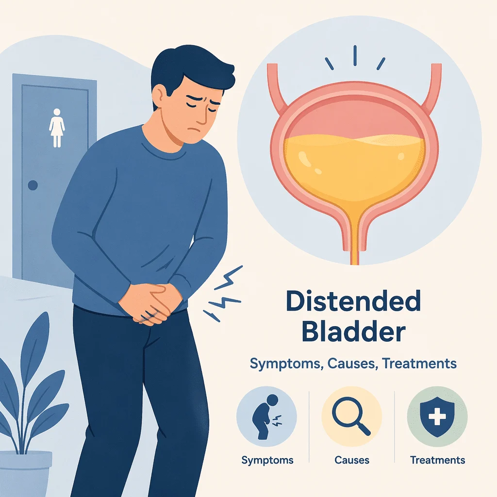 Distended bladder with its symptoms, causes, and treatments