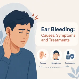 Person holding a clean tissue to the outer ear while checking the discharge, illustrating causes of ear bleeding