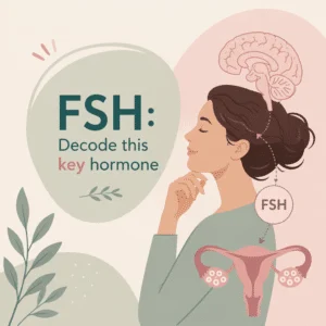 Relatório de análises com resultados da FSH no sangue a par da LH e do estradiol, com um calendário do ciclo menstrual a assinalar o dia 3