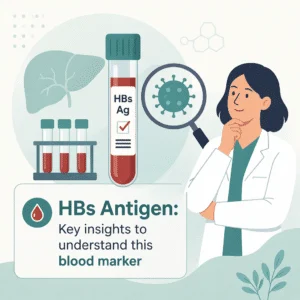 HBsAg 양성 결과와 함께 anti-HBs, anti-HBc B형 간염 표지자가 표시된 검사 결과지
