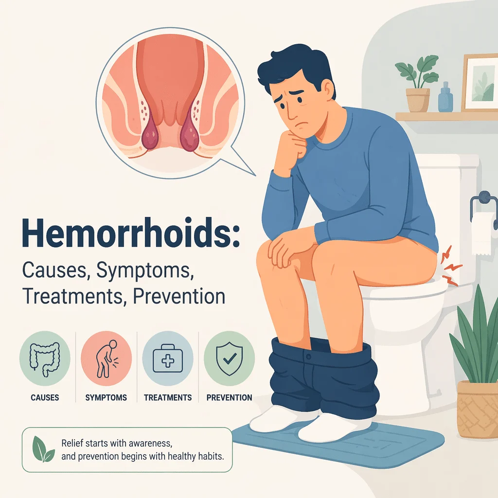 Hemorrhoids with their causes, symptoms, treatments, and prevention