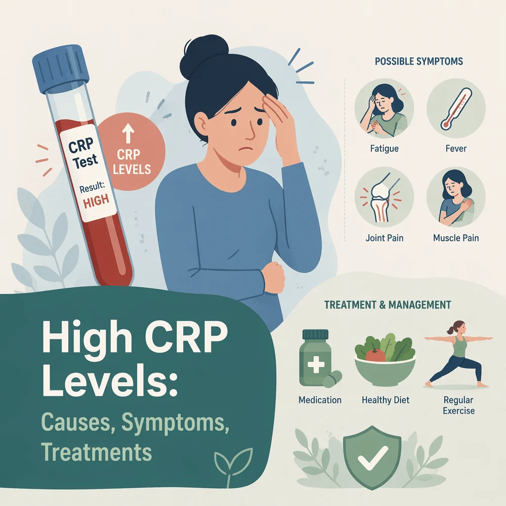 High CRP levels on a lab report next to a high-sensitivity CRP result used for cardiovascular risk