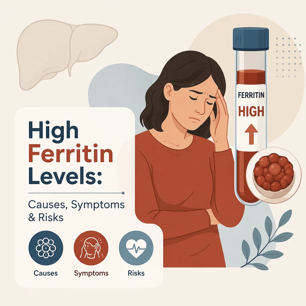 High ferritin levels with their causes, symptoms, and risks