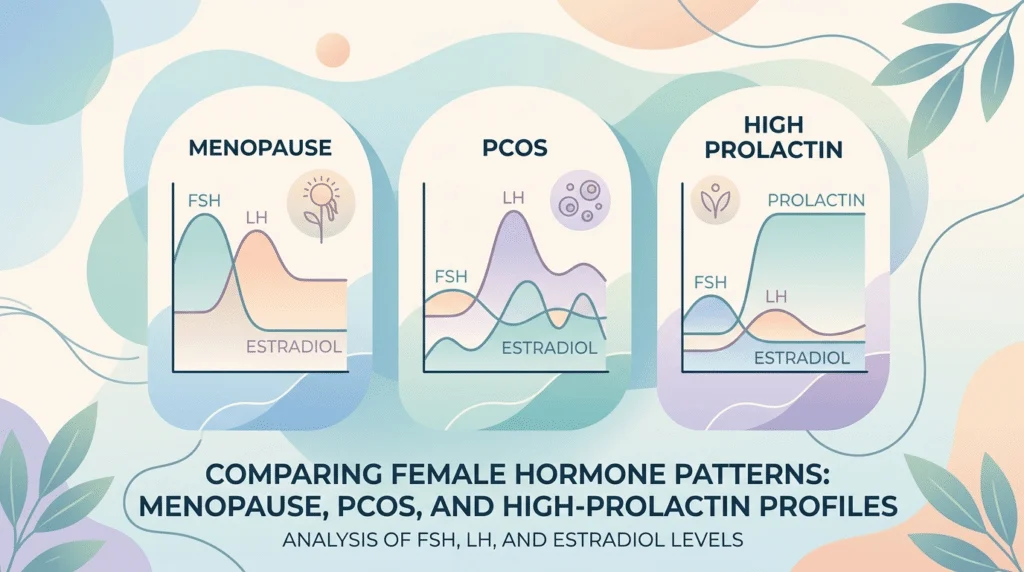 Painel hormonal feminino: como ler FSH, LH e estradiol em conjunto
