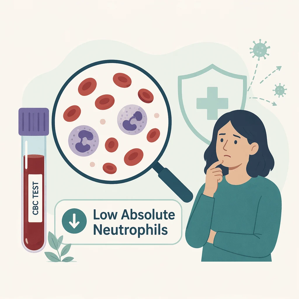 Low absolute neutrophil count (ANC) with its causes, symptoms, and meaning