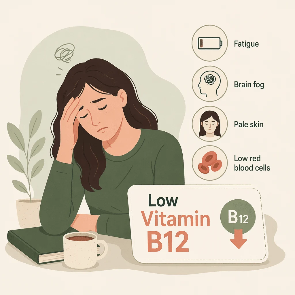 Low vitamin B12 explained: nerve and blood symptoms, overlooked causes, and why a normal test result can mislead