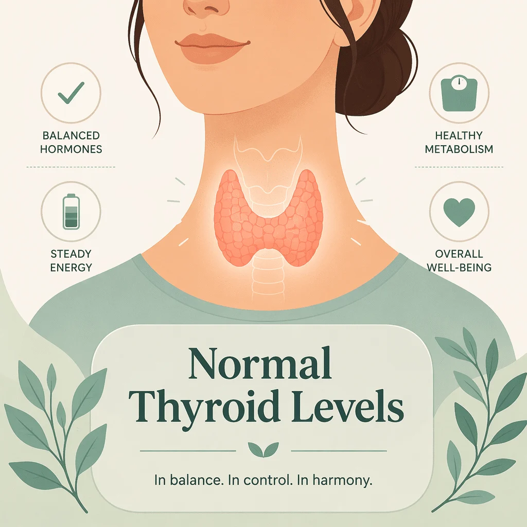 Normal thyroid levels chart showing how TSH and free T4 results are read together against your own lab reference range