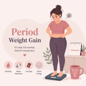 Period weight gain explained as temporary fluid retention driven by hormone shifts in the luteal phase of the menstrual cycle