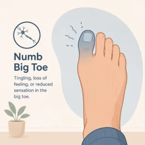 Numb big toe explained with nerve, disc, footwear and circulation causes plus foot warning signs to watch