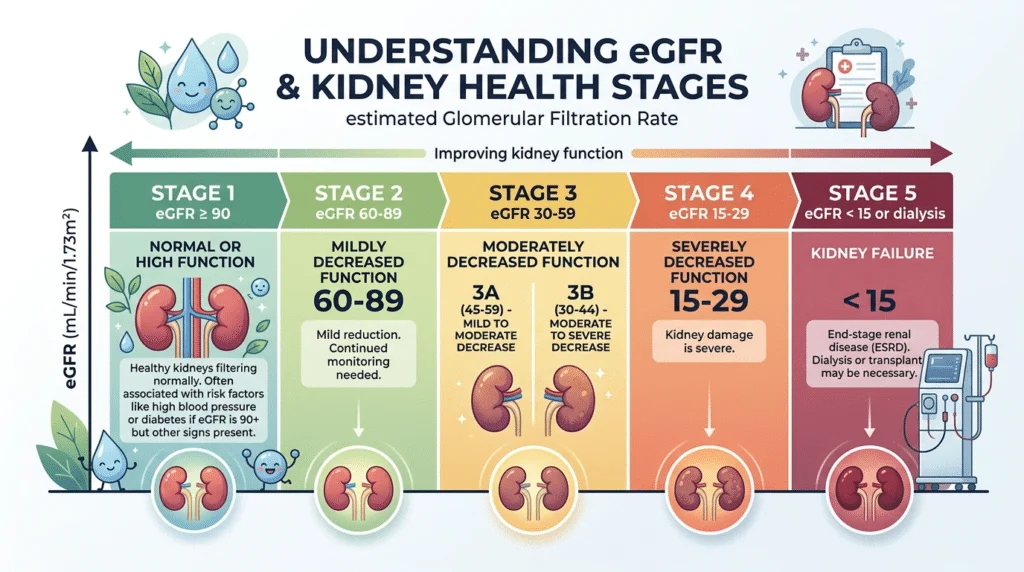 Ler um painel de função renal como uma tendência, não como um valor isolado