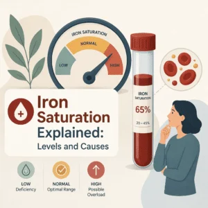 Iron saturation blood test result showing the percentage of transferrin binding sites carrying iron