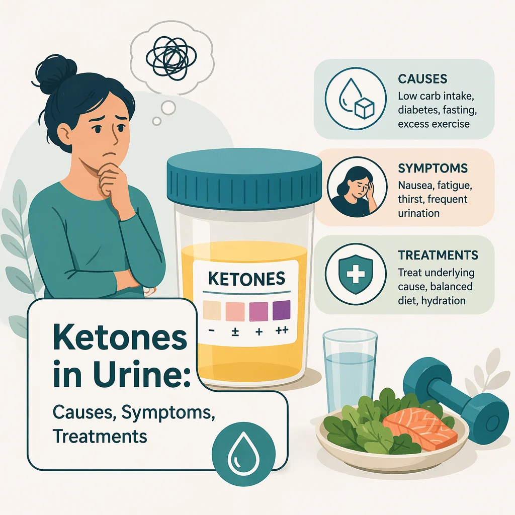 Ketones in urine test strip showing the ketone pad and what trace, moderate and large results mean