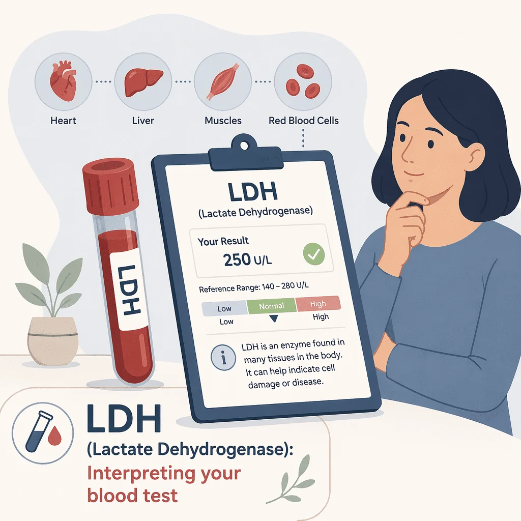 Tubo de análise ao LDH mostrando hemólise, os glóbulos vermelhos danificados que frequentemente causam um resultado de LDH falsamente elevado