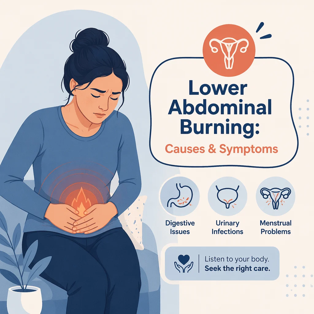 Burning sensation in lower abdomen explained with urinary, digestive and gynecological causes plus urgent warning signs