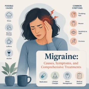 Migraine with its causes, symptoms, and comprehensive treatments