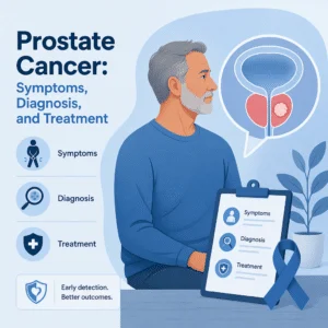 Prostate cancer with its symptoms, diagnosis, and treatment