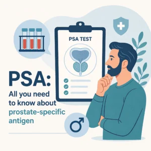 PSA blood test result explained, showing why a raised prostate-specific antigen level is usually not cancer