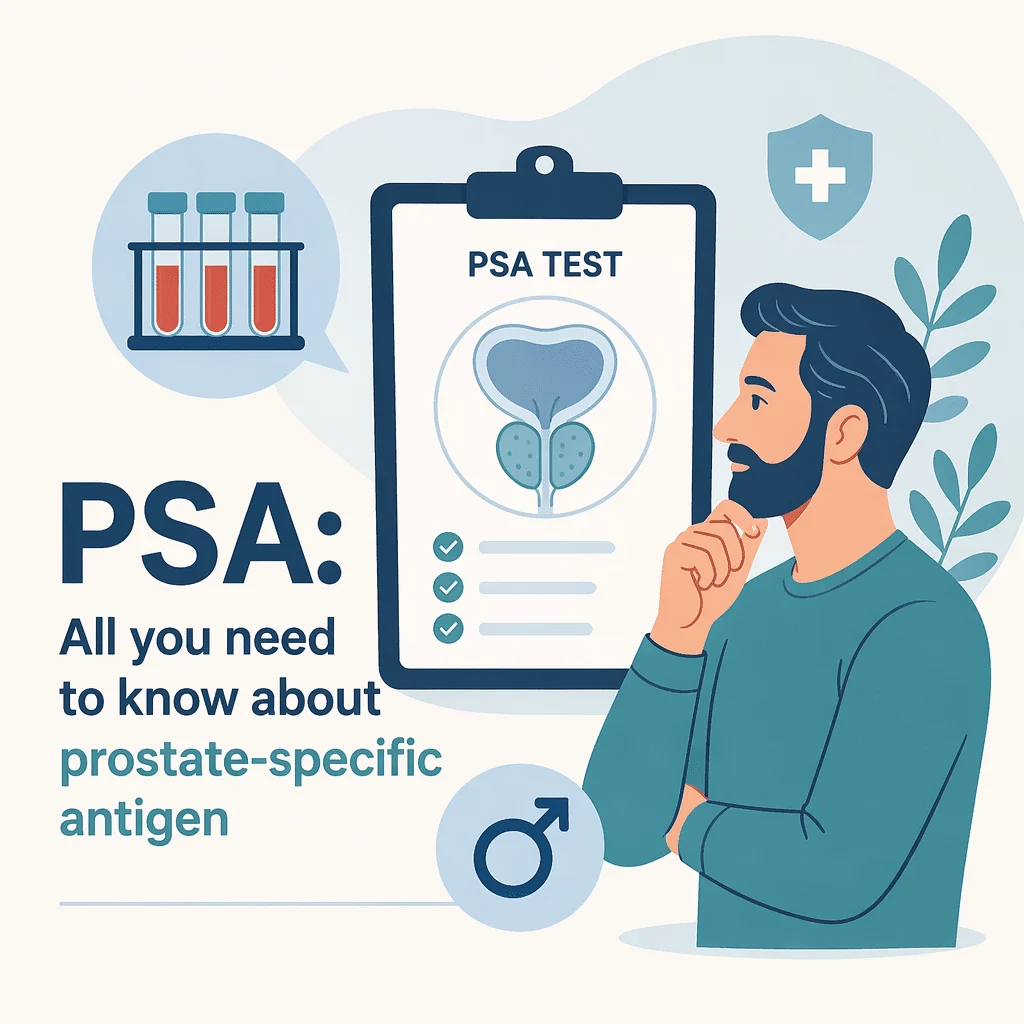 Resultado do teste de PSA no sangue explicado, mostrando por que um nível elevado de antigénio específico da próstata geralmente não é cancro