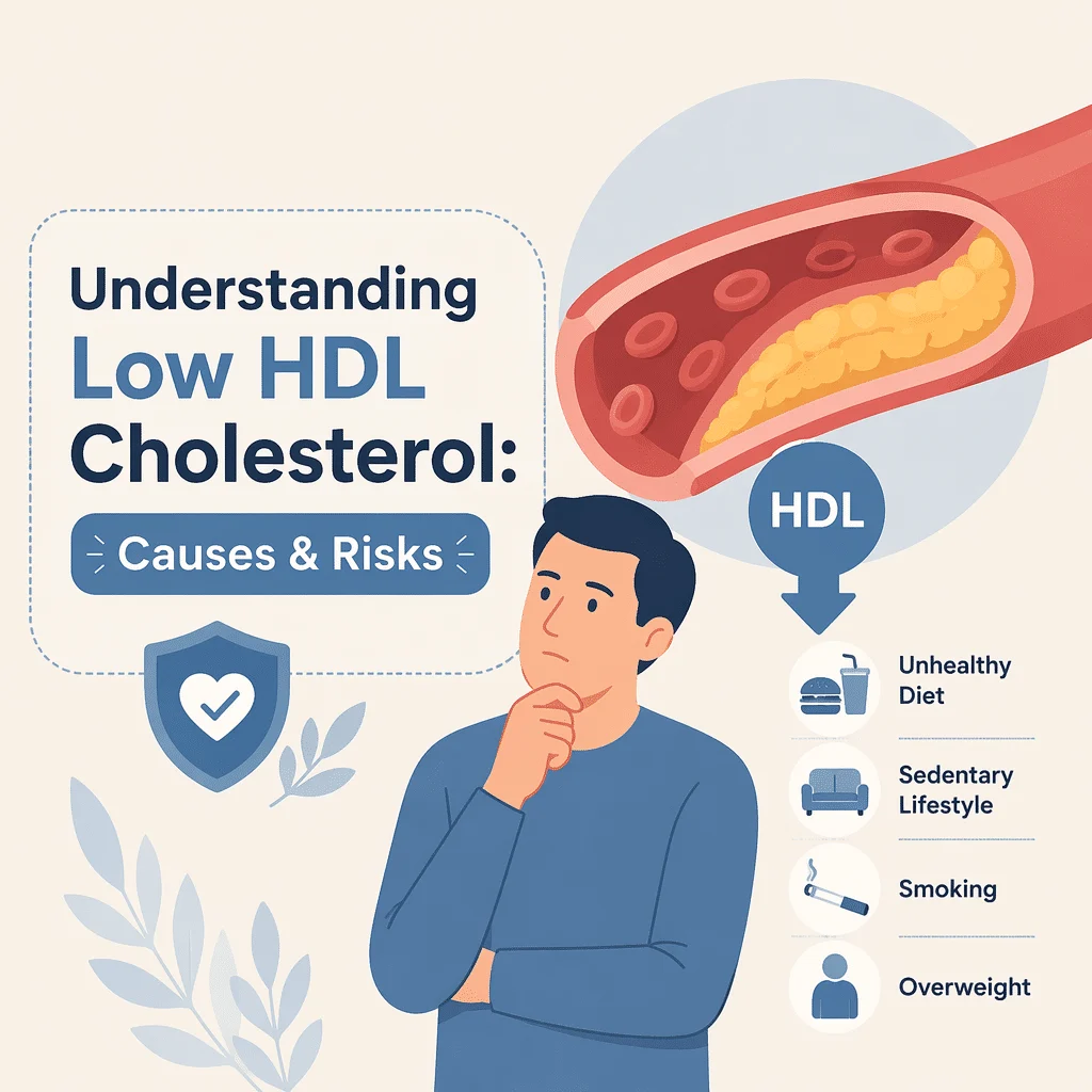 Low HDL cholesterol with its causes and cardiovascular risks