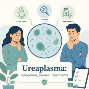 Laboratory PCR report reviewed on a clinic desk to interpret ureaplasma symptoms and a positive test result