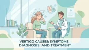 Vertigo and spinning dizziness with its causes, symptoms, diagnosis, and treatment