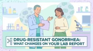 Laboratory technician performing culture and susceptibility testing for drug-resistant gonorrhea