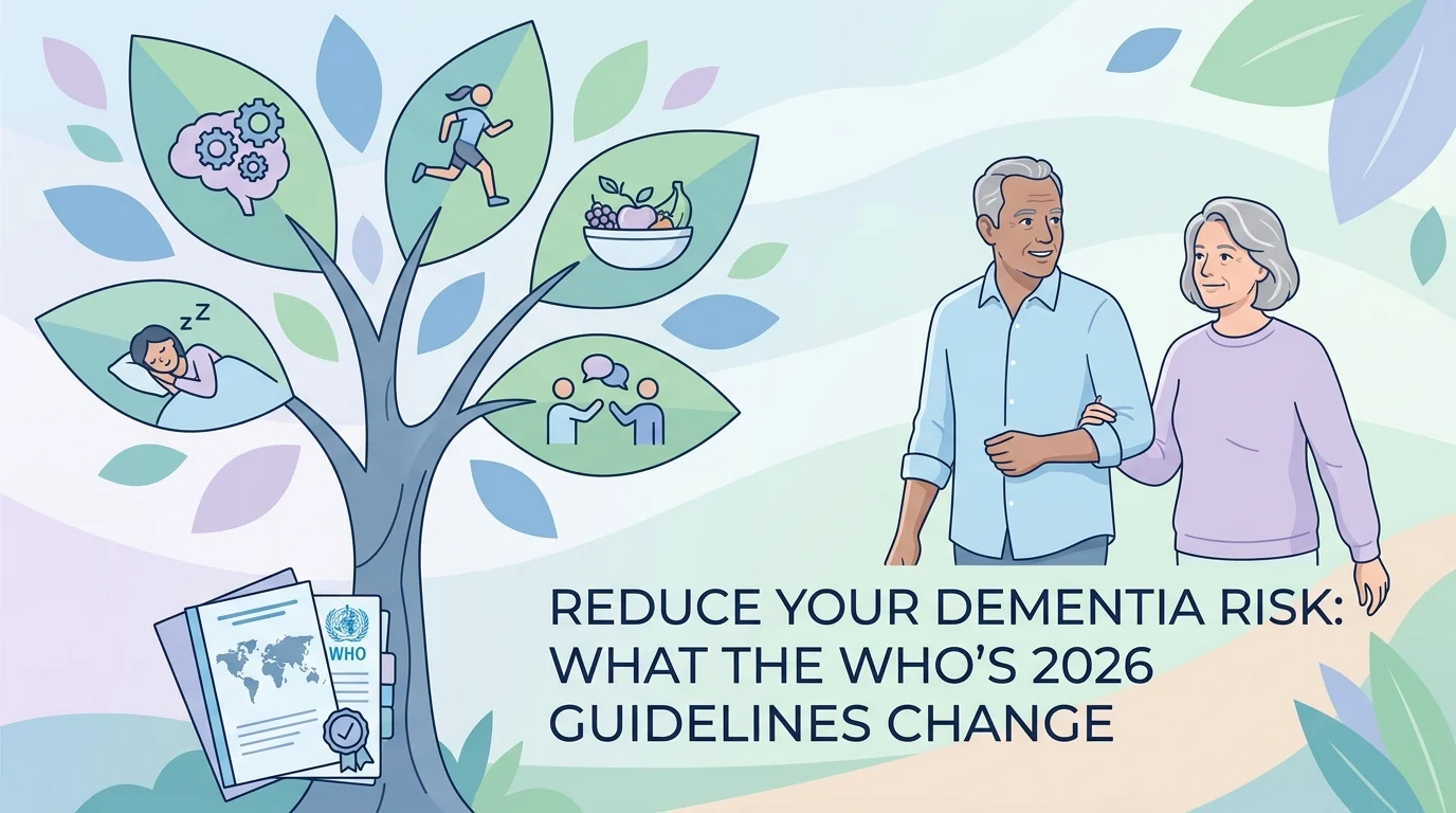 Adulto mais velho a analisar os resultados das suas análises ao sangue para reduzir o risco de demência após as diretrizes de prevenção da OMS de 2026