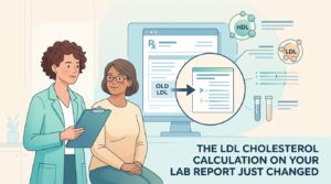 Lab report showing the LDL cholesterol calculation next to total cholesterol, HDL and triglycerides