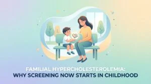Ailesel hiperkolesterolemi taraması için lipid paneli yaptırmak üzere laboratuvarda kan aldıran bir çocuk