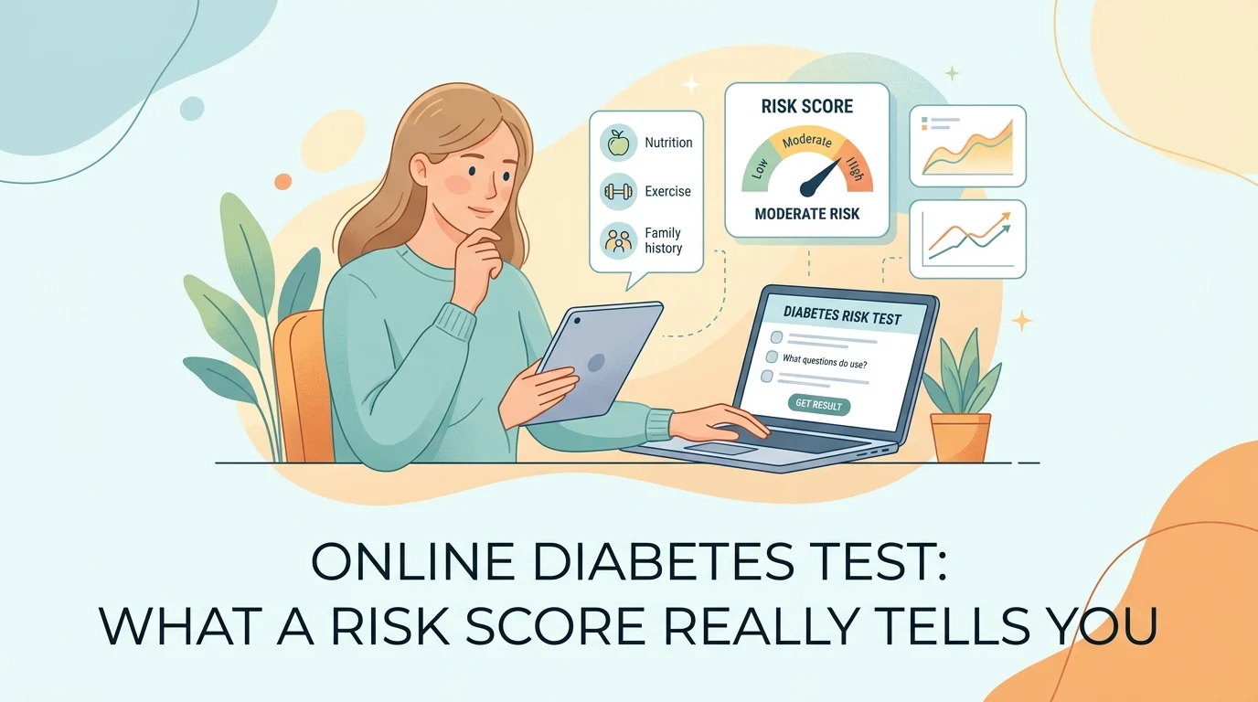 Teste de diabetes online feito em casa com uma fita métrica, uma balança de casa de banho e um tensiómetro
