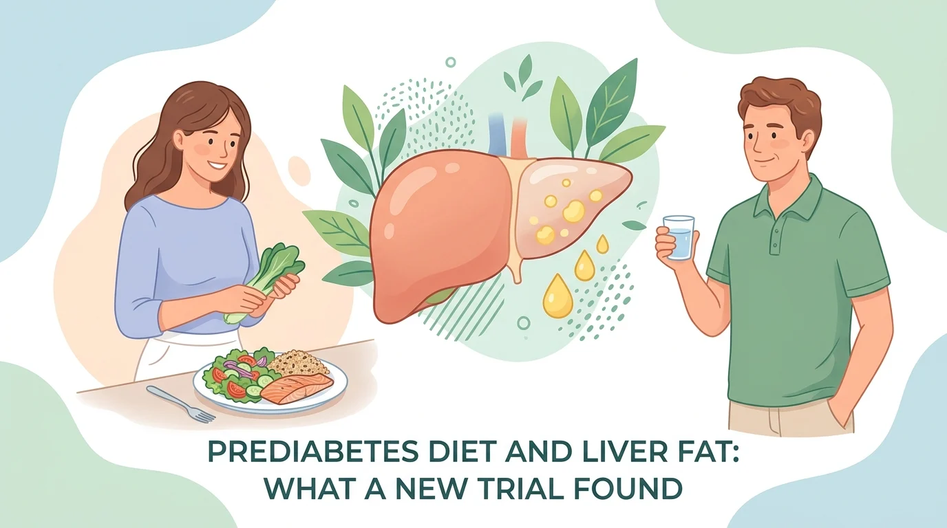 Blood test tube and plate of food illustrating how a prediabetes diet changes liver and glucose markers