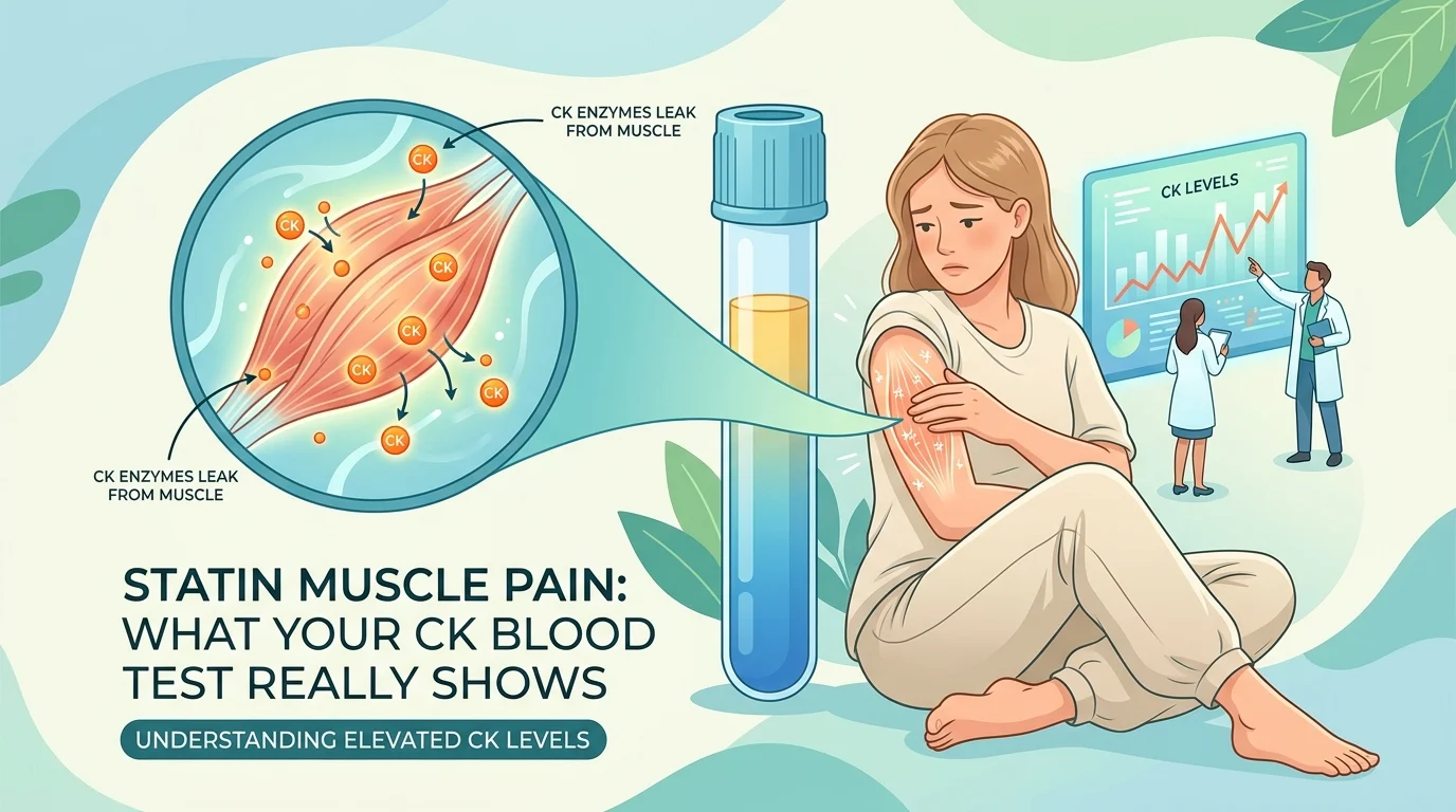 Dor muscular por estatinas avaliada com o resultado de uma análise ao sangue de creatina quinase (CK) num relatório laboratorial