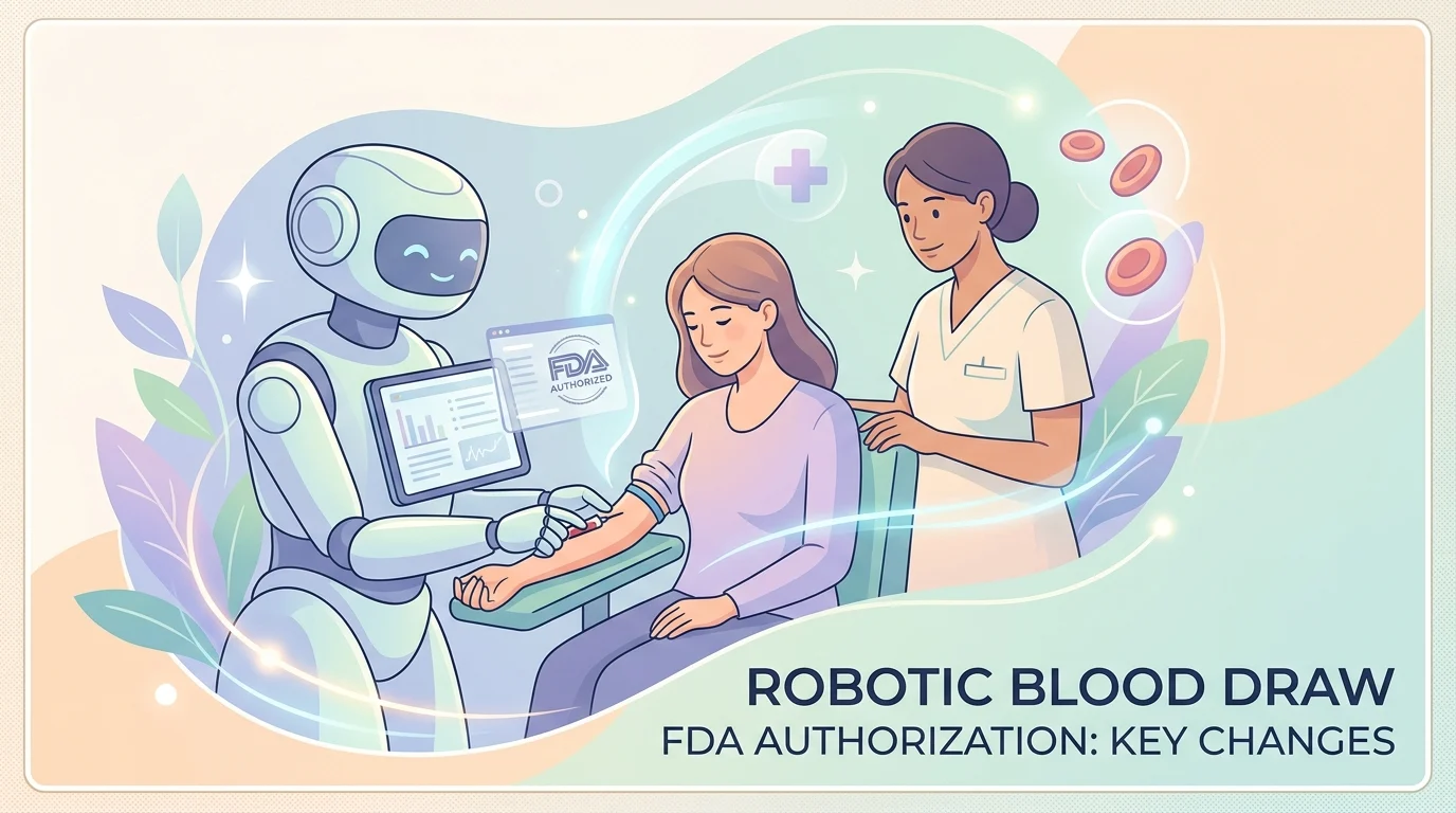 Robotic blood draw device guiding a needle into a forearm vein in an outpatient laboratory
