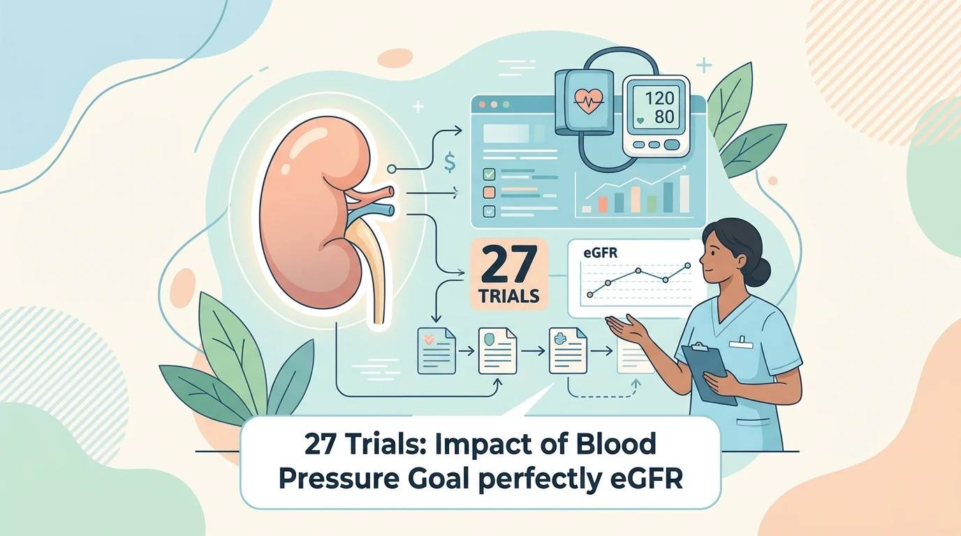 Blood pressure goal and kidney function shown by a blood pressure cuff and a kidney lab report