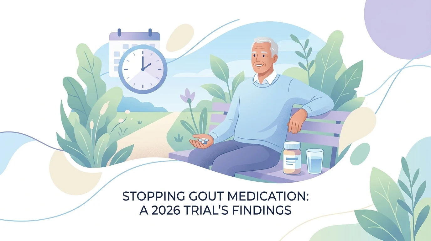 Daily pill organizer beside a uric acid lab report: deciding whether to stop gout medication