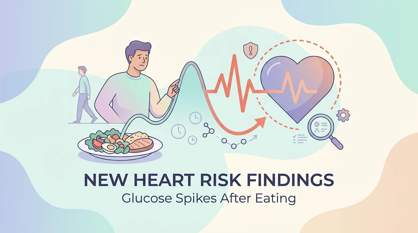 Glucose spikes after eating shown on a continuous glucose monitor graph next to a healthy meal