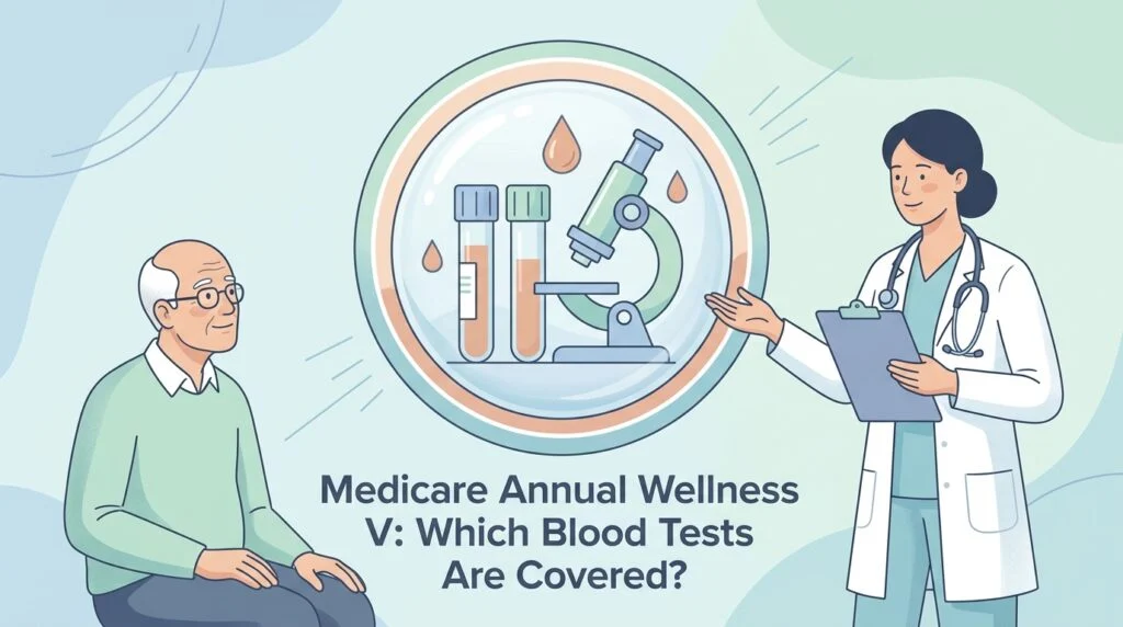 Starší dospelý rozprávajúci sa s lekárom počas každoročnej preventívnej prehliadky Medicare o úhrade krvných testov