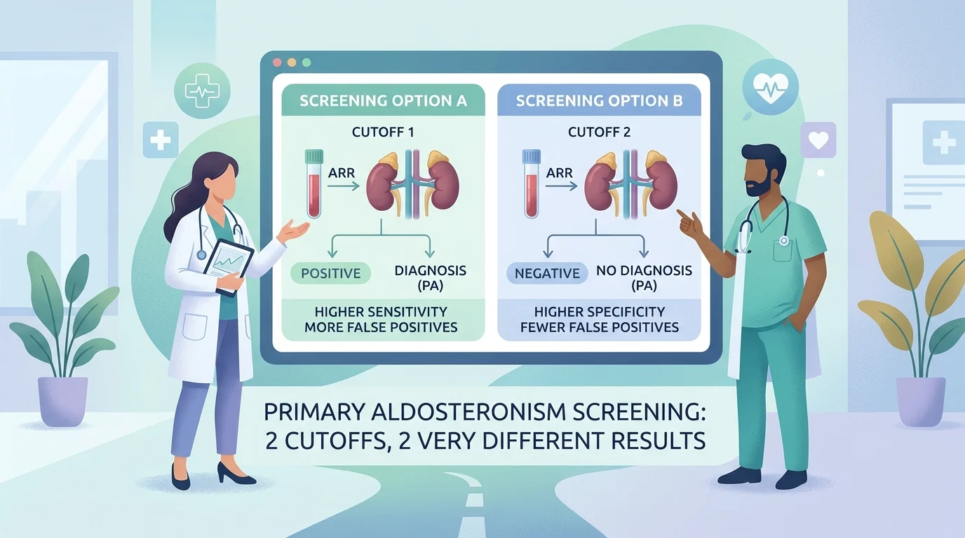 Blood sample tubes beside a chart used for primary aldosteronism screening of high blood pressure